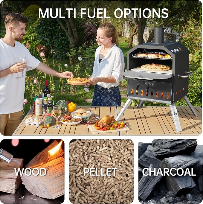 PIZZELLO Pizzello Outdoor Pizza Oven 16'' Large Wood Fired 2-Layer Pizza Ovens - Image 5