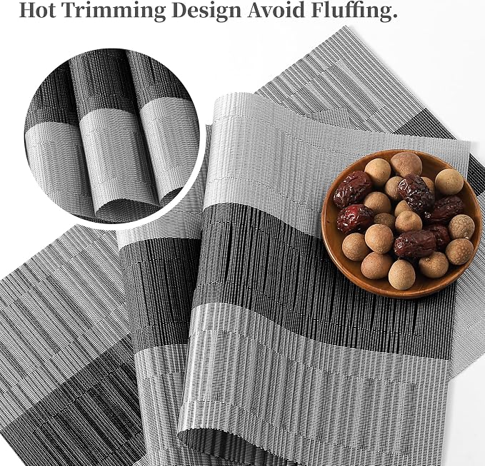 Leetaltree Grey with White Striped Placemats Set of 4 - Image 3