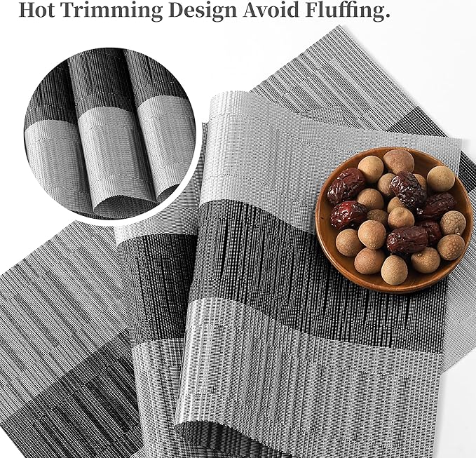 Leetaltree Grey with White Striped Placemats Set of 12 - Image 3
