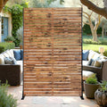 Metal Privacy Screen Outdoor 72" H×47" W Natural Wood Brown Patio Privacy Screen by FENCY