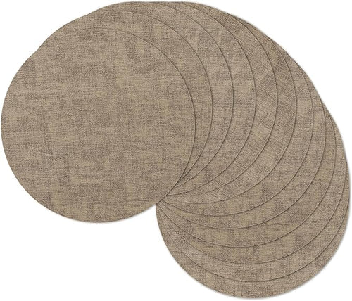 13" Round Placemats Set of 12, Reversible Faux Leather Heat Resistant Table Mats by NCUE