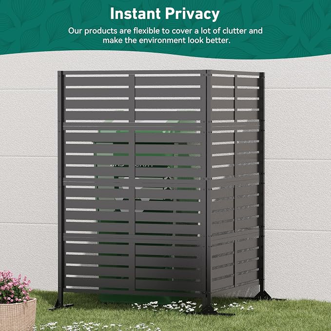 Modern Shade Metal Privacy Screen Outdoor 72" H x 48" W, Stable & Durable - Image 4