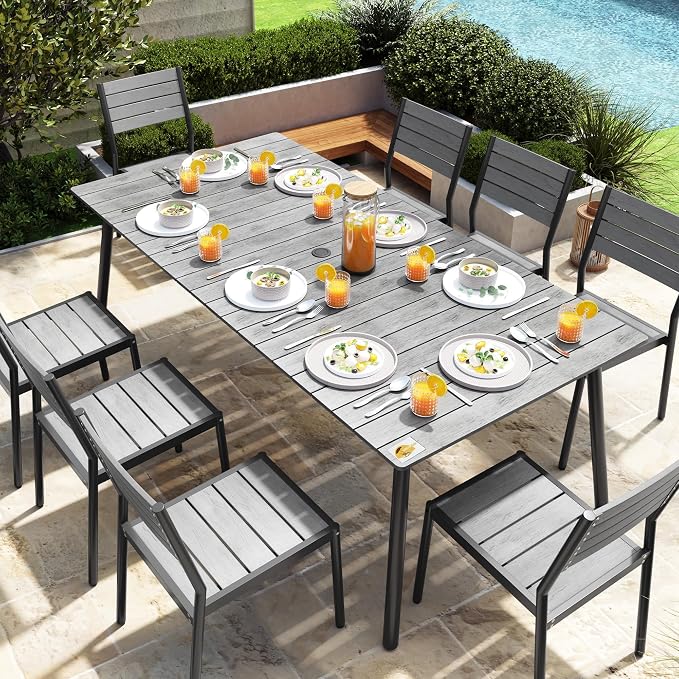83" Patio Outdoor Dining Table for 6-8, Weather-Resistant Aluminum Frame - Image 2