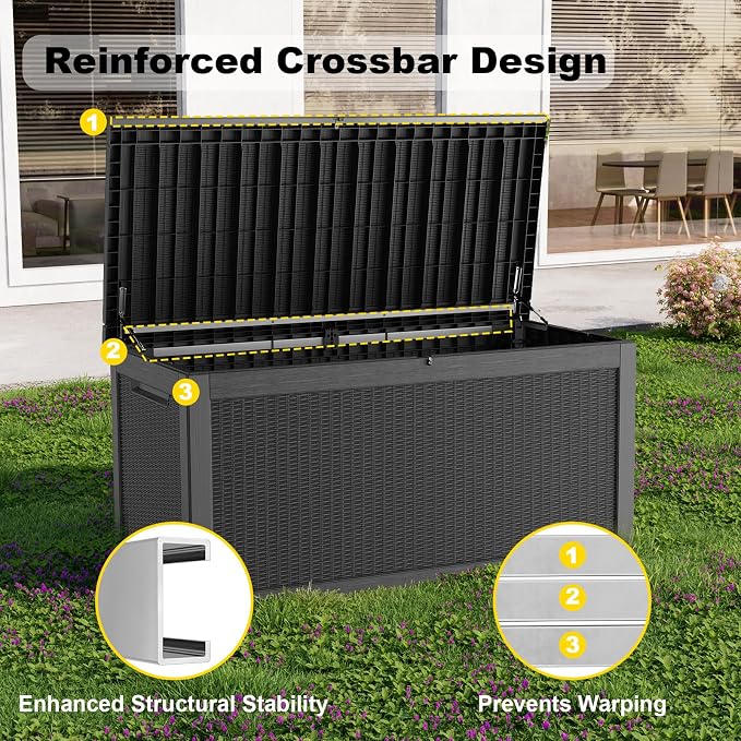 320 Gallon Large Deck Box, Resin Outdoor Storage Box - Image 6