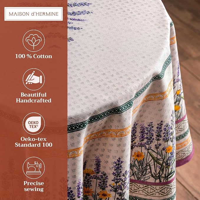 Maison d' Hermine Table Cloth Round Table 100% Cotton 63 Inches Tablecloth - Image 2