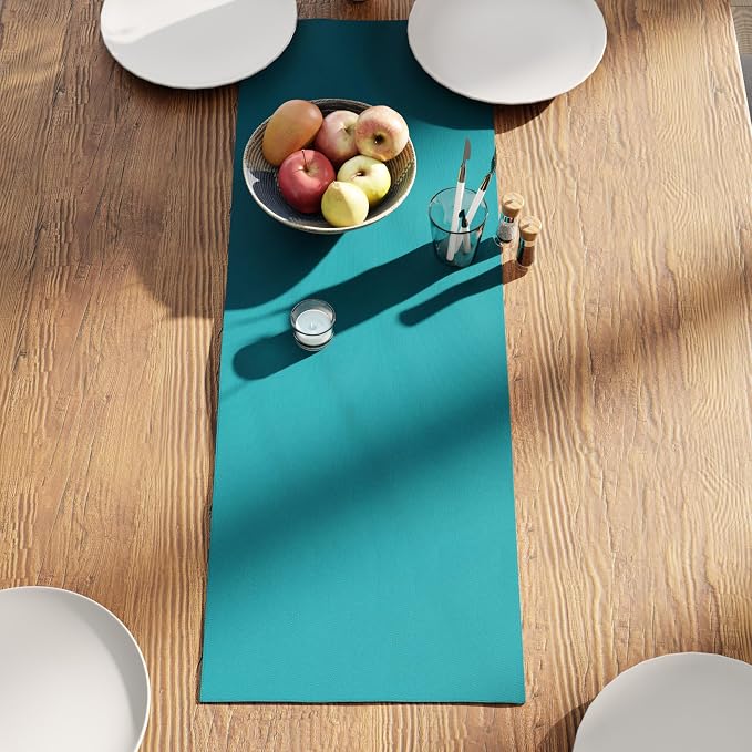 Encasa XO Table Runner 13"x36" Long | Cotton Canvas Fabric | Azul Blue Solid - Image 3