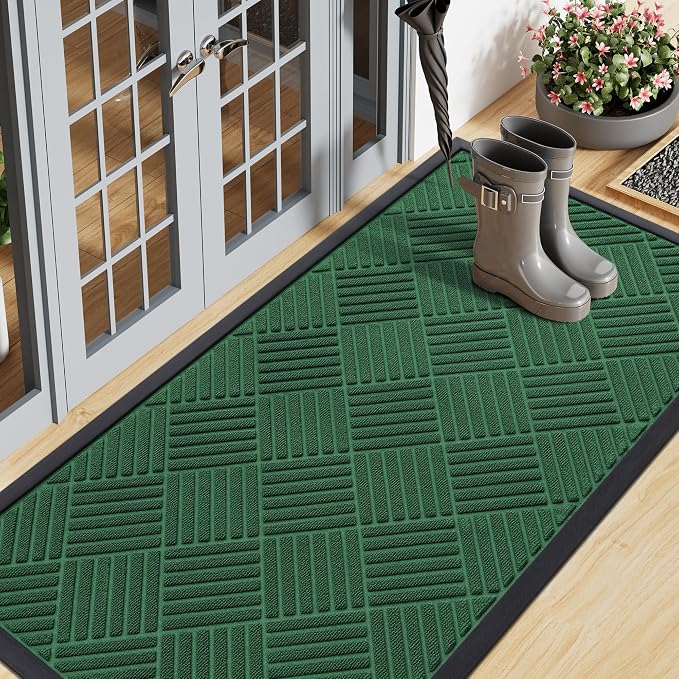 Smiry Front Door Mat Outside Entrance, Heavy Duty Outdoor Indoor Natural Rubber by Smiry