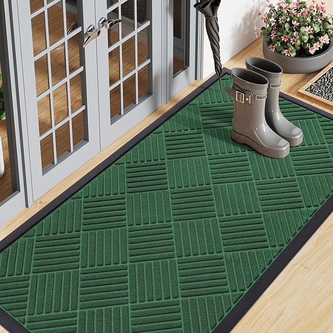 Smiry Front Door Mat Outside Entrance, Heavy Duty Outdoor Indoor Natural Rubber by Smiry