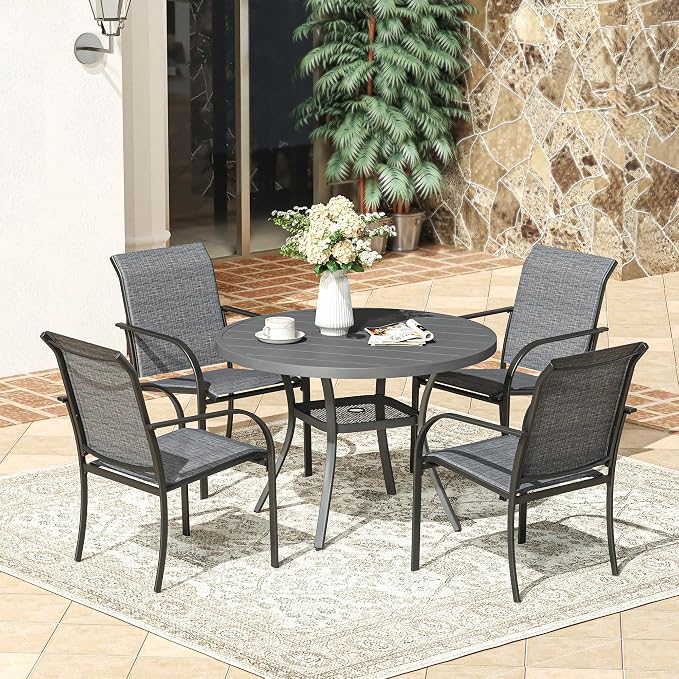VICLLAX Round Patio Dining Table, 41 inch Metal Outdoor Dining Table - Image 8
