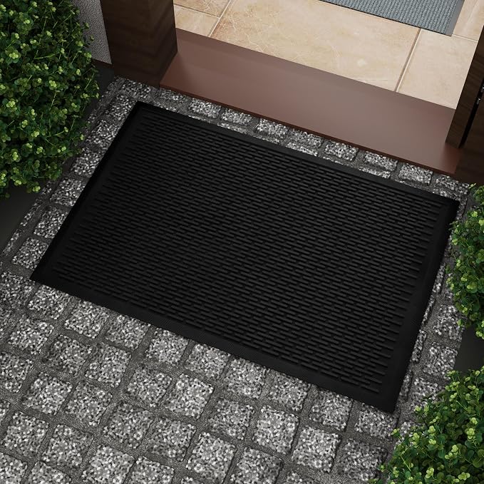 Ottomanson Heavy Duty Rubber Floor Mat – Non-Slip, Waterproof, or Patio – Stain by Ottomanson