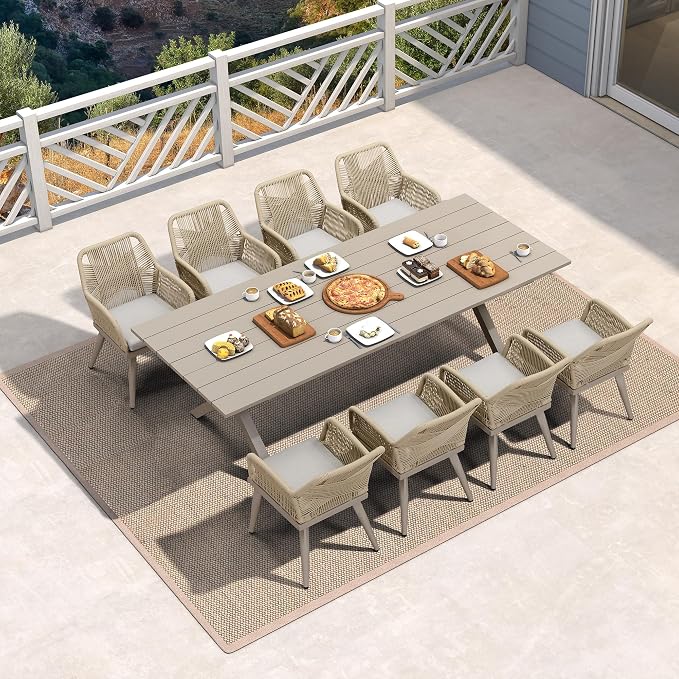 PURPLE LEAF Outdoor Patio Dining Set All-Weather PE Rattan Furniture Set by PURPLELEAF