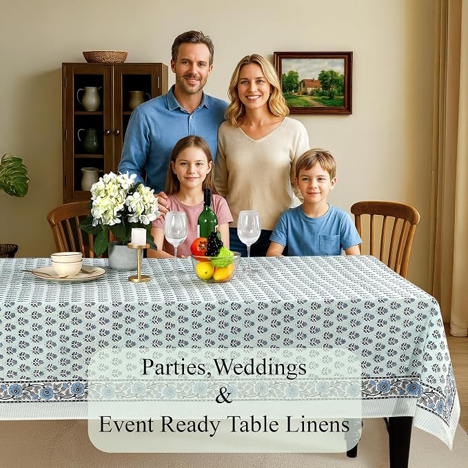 CPC Tablecloth 100% Cotton 70x118 Inch Indian Block Print Rectangle Table Cover - Image 3