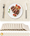 Vinyl Placemats Set of 12, Faux Leather Waterproof and Heat Resistant Place Mats by NCUE