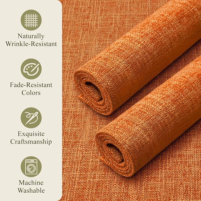 KXN Placemats Set of 6, Dual-Layer Thickened Faux Linen Table Mats, Heat - Image 5