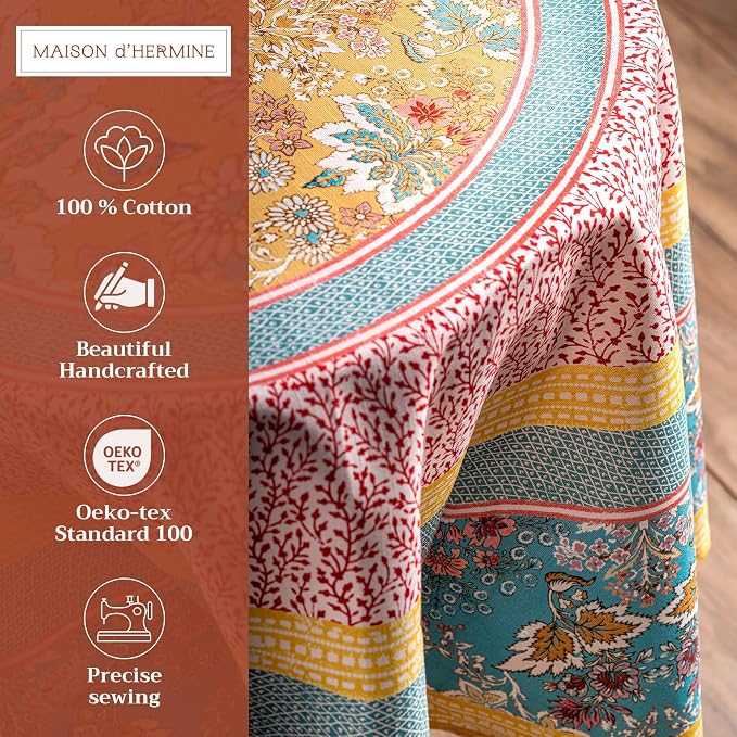 Maison d' Hermine Table Cloth Round Table 100% Cotton 69 Inches Tablecloth - Image 2