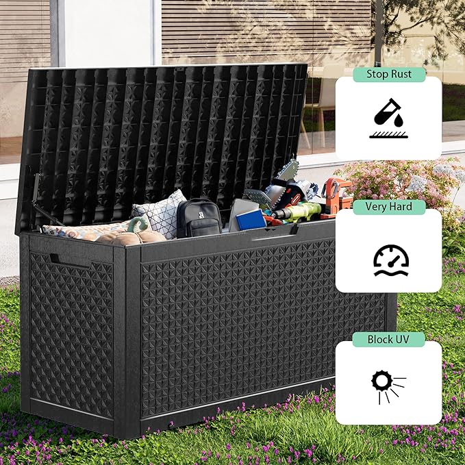 New 100 Gallon Outdoor Storage Box, Resin Deck Boxes Waterproof, Indoor Outdoor - Image 5