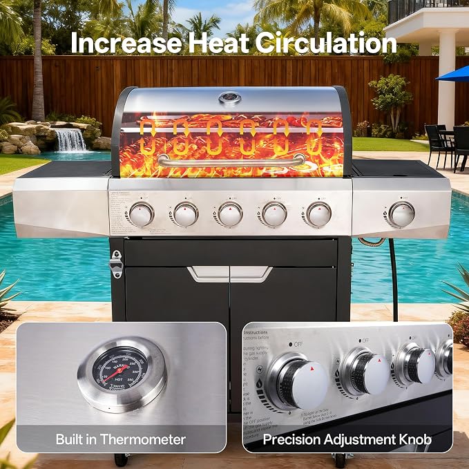 Endark Upgraded 58, 500 BTU 5-Burner Stainless Steel Propane Gas Grill – - Image 7