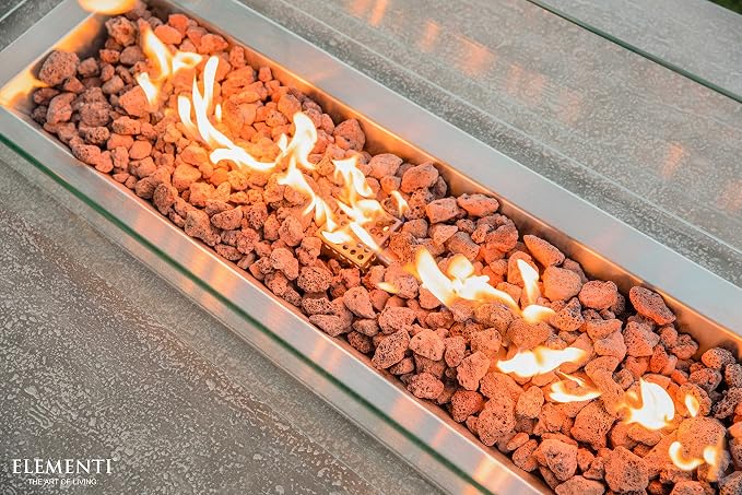 Elementi | Hampton Gas Fire Pit Cast Concrete 56" Rectangular Fire Table - Image 9