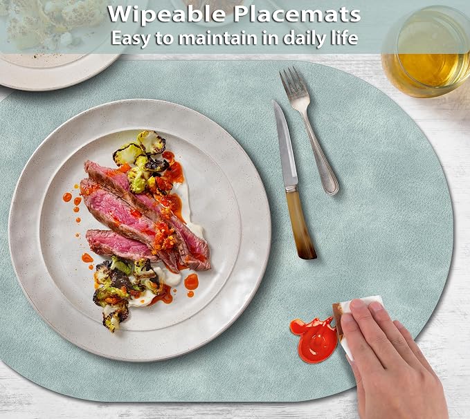 ADRIMER Placemats, Heat Resistant Oval Placemats Set of 12 Washable 12 x 17 Inch - Image 3
