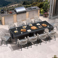 PURPLE LEAF 11 Pieces Patio Dining Set Aluminum Modern Rectangular Table and by PURPLELEAF