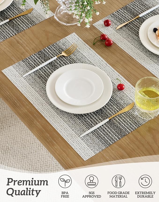 Leetaltree Black with White Woven Placemats Set of 8 - Image 2
