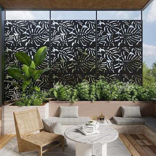 Casaphoria 72" H x 47" W Metal Outdoor Privacy Screen, Freestanding Decorative - Image 2