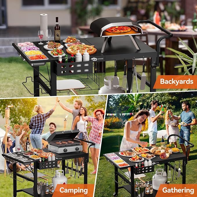 Leteuke Pizza Oven Table, Grill Cart Table - Image 7
