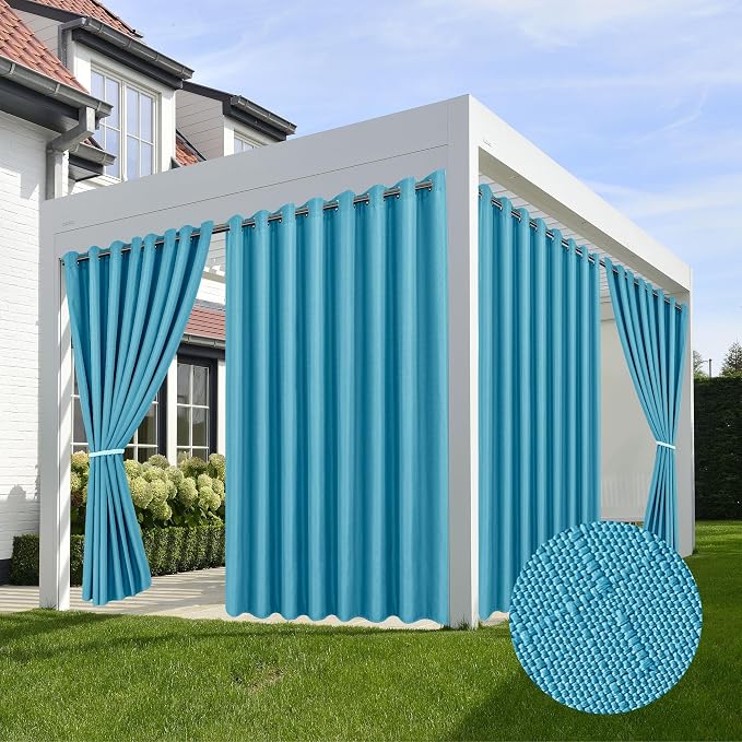 HolidayIdeas 4 Panels Linen Outdoor Curtains by HolidayIdeas
