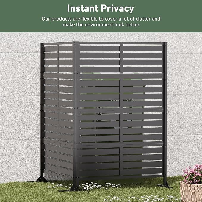 Modern Shade Metal Privacy Screen Outdoor 72" H x 48" W, Stable & Durable - Image 4