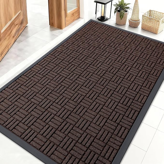 OLANLY Front Door Mat Outside Entrance 47x32, Heavy Duty Sturdy Natural Rubber by OLANLY