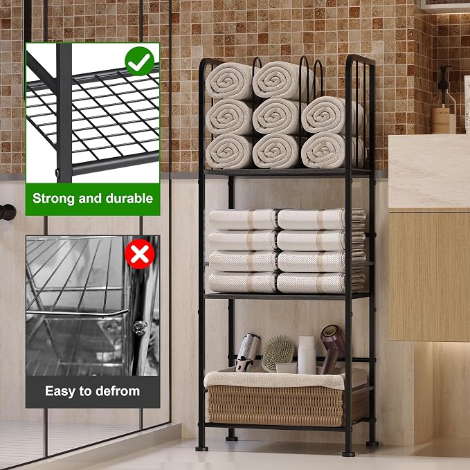 Towel Rack Free Standing 3-Tier M-Shaped Detachable Dividers, Durable Metal - Image 5