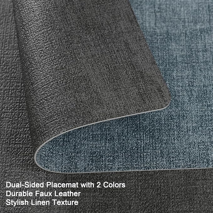 Myir JUN Dual Sided Faux Leather Placemats Set of 4 - Image 2