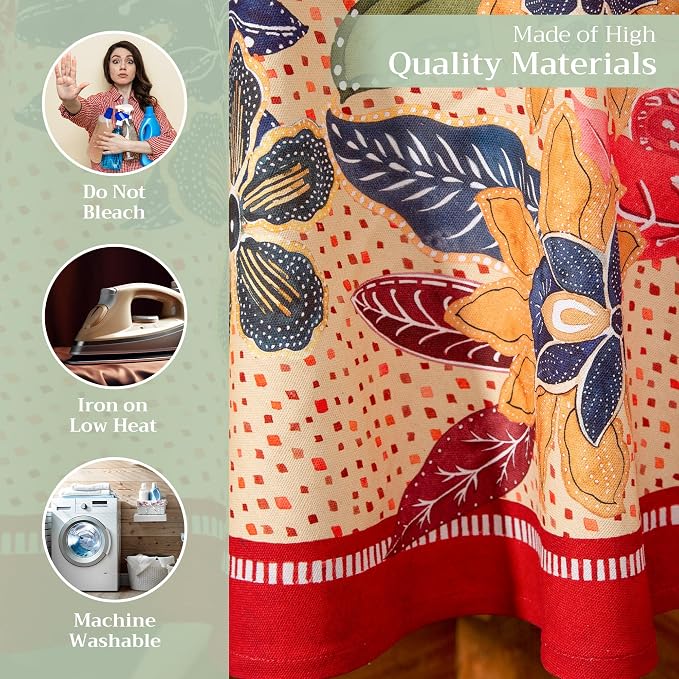 Maison d' Hermine Table Cloth Round Table 100% Cotton 63 Inches Fall Tablecloth - Image 3