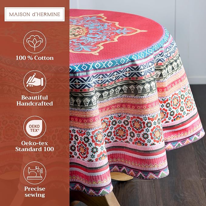 Maison d' Hermine Table Cloth Round Table 100% Cotton 63 Inches Fall Tablecloth - Image 2