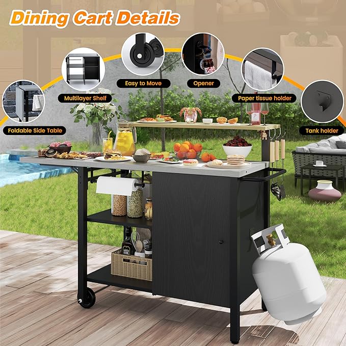 Multi-Layer Outdoor Grill Table Bar Grill Cart - Image 6