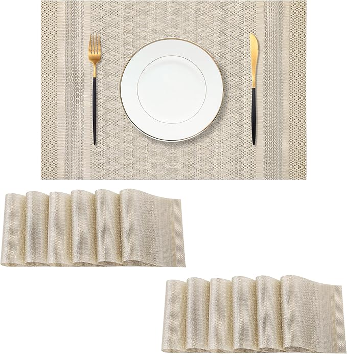 Leetaltree Stardust Yellow Placemats Set of 12 by Leetaltree-ArtatEveryTable