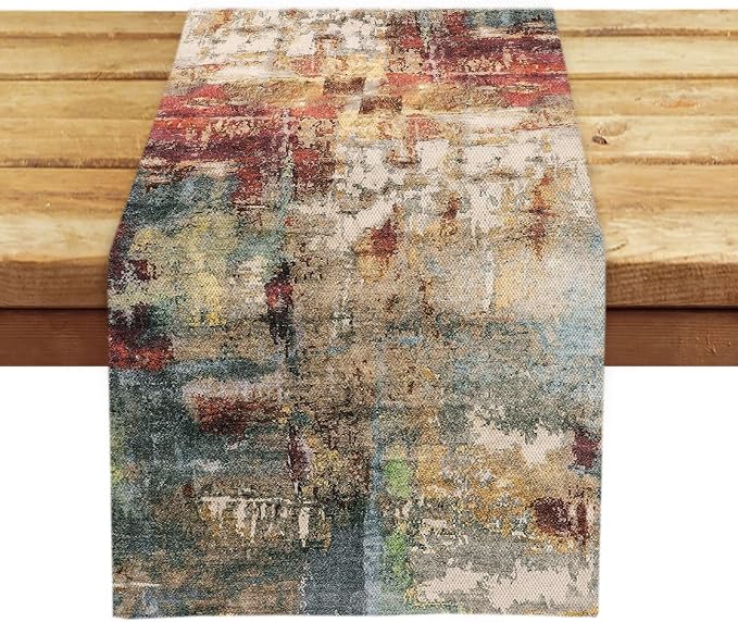 OYIMUA Modern Abstract Rust Colorful Table Runner 13 x 72 Inches Summer Runners by OYIMUA