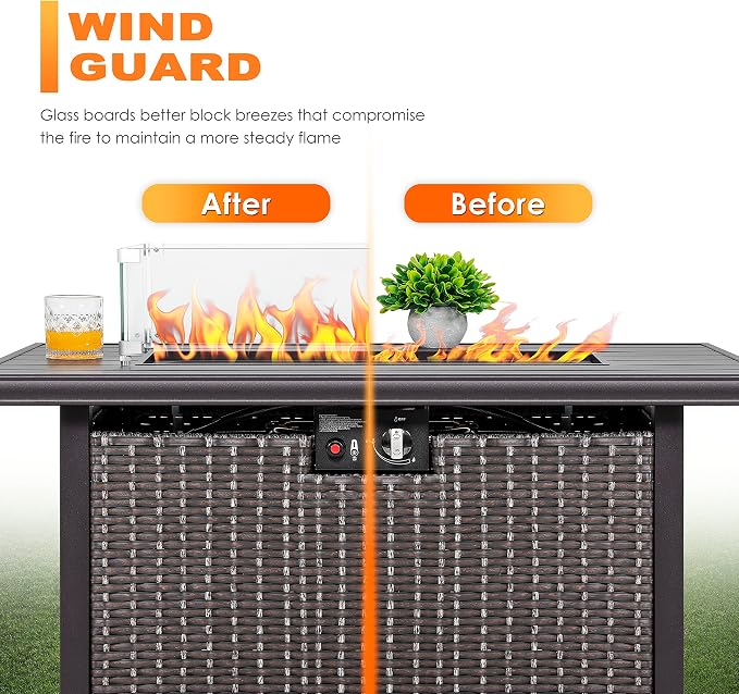 NUU GARDEN 27.6'' x 11.7'' x 6.5" Rectangular Fire Pit Wind Guard, Transparent - Image 2