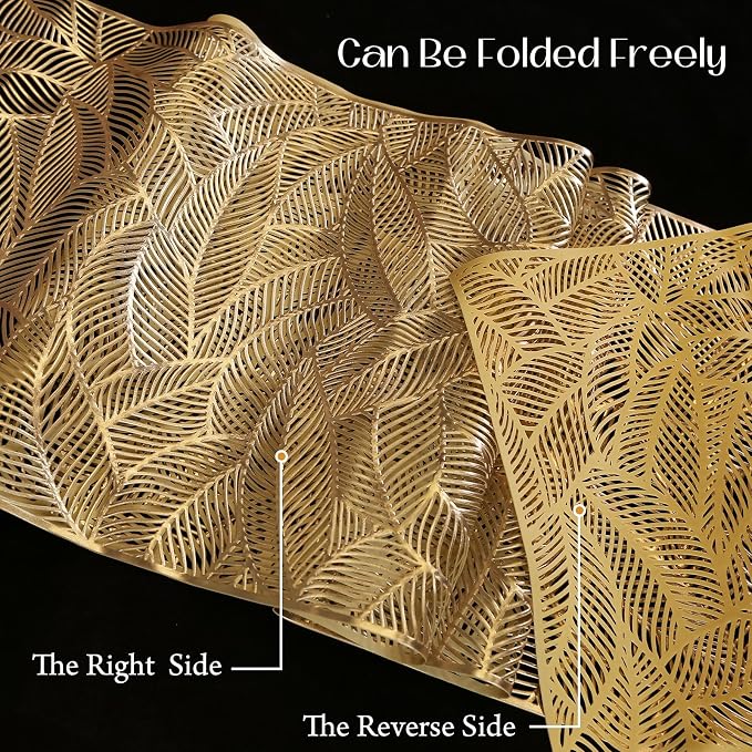 FAVE Gold Table Runner 72 inches Long Heat Resistant Hallowed-Out Vinyl - Image 3
