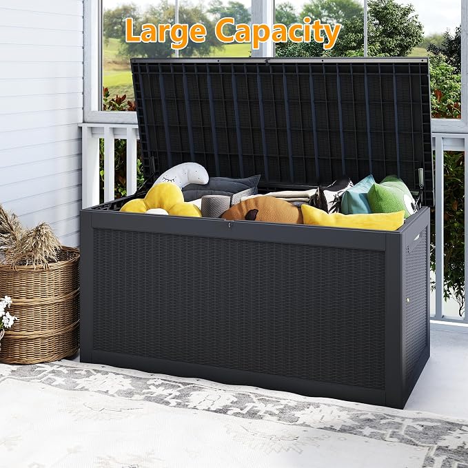 320 Gallon Outdoor Storage Box Waterproof, Resin Deck Boxes - Image 4