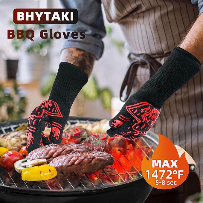 BBQ Gloves, 1472°F Heat-Resistant and Anti Slip Long Grilling Gloves, One Size - Image 7