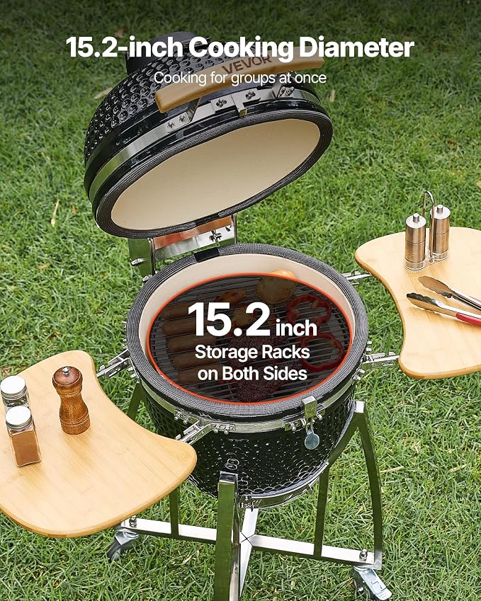 VEVOR Charcoal Smoker and Grill, Movable Ceramic Barbecue Grill - Image 4