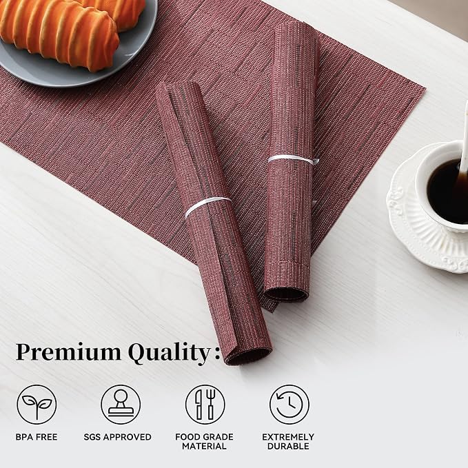 Leetaltree Burgundy Placemats Set of 8 - Image 2