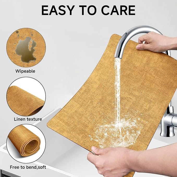 Faux Leather Vinyl Placemats Set of 6 Wipeable Heat Resistant Place Mats 100% - Image 4