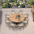 PURPLE LEAF 9 Pieces Patio Round Dining Set Aluminum Round Table and Rattan Arm by PURPLELEAF