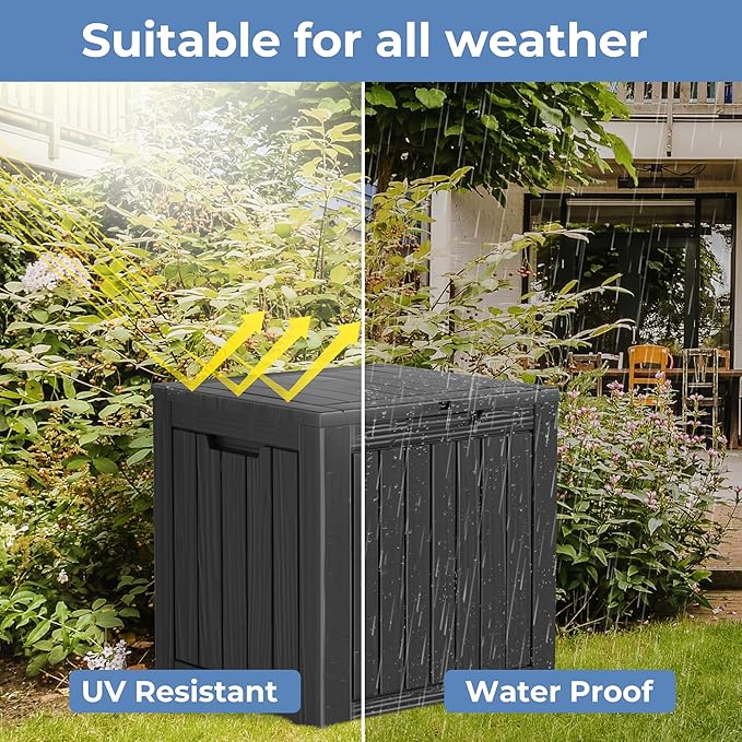 35 Gallon Outdoor Storage Box Waterproof Lockable Resin Deck Box Large - Image 6