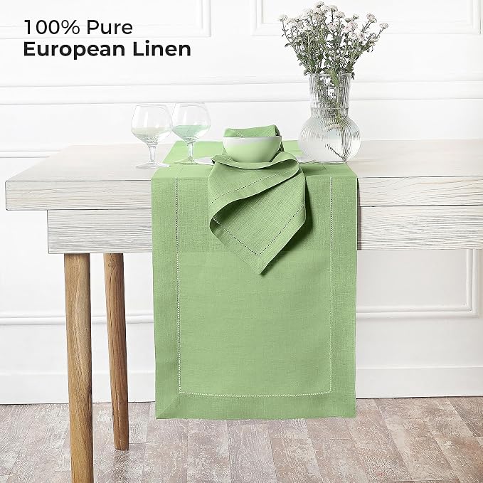 D'Moksha Homes Linen Sage Green Table Runner 72 Inches Long - Image 2