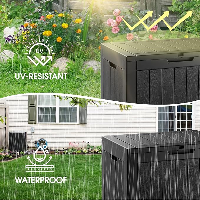 KAMABOKO Deck Box, 35 Gallon Resin Indoor and Outdoor Storage Boxes Waterproof - Image 6