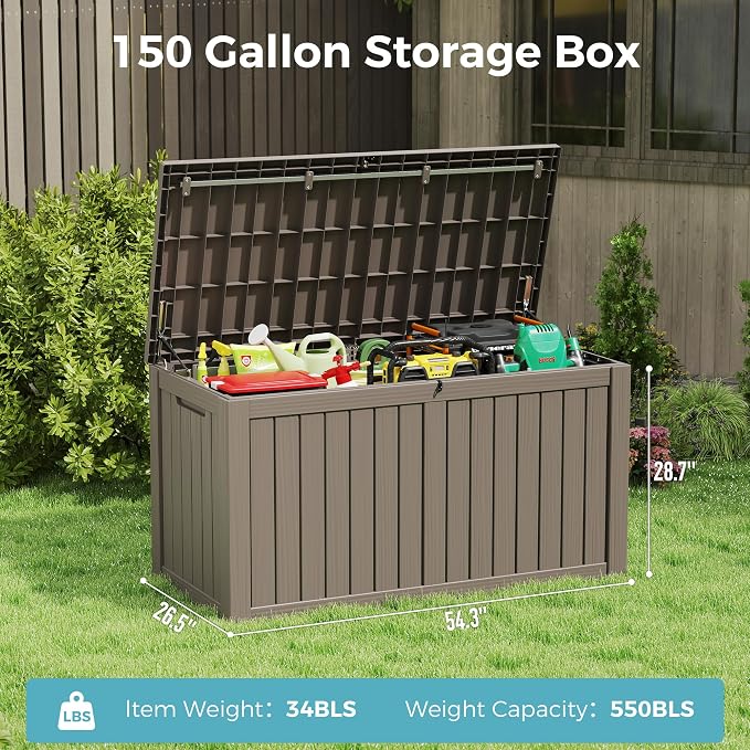 KAMABOKO Outdoor Storage Box, 150 Gallon Large Outdoor Resin Deck Box, Storage - Image 7