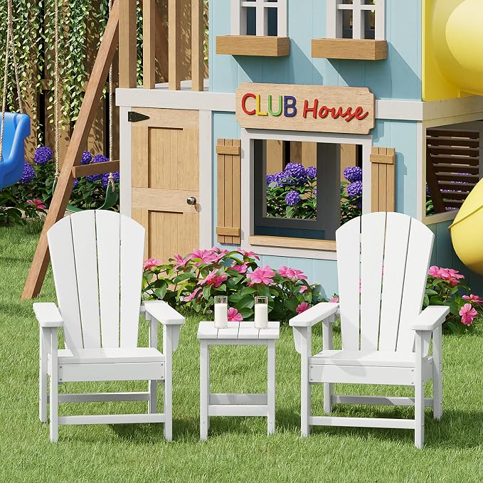 Costaelm Kids Outdoor Side Table, Small Patio HDPE Adirondack Square Table - Image 4